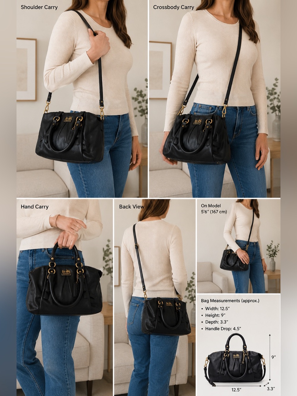 Coach Madison Juliette 21222 Black Leather Satchel Purse EUC originally Strap - Picture 13 of 13